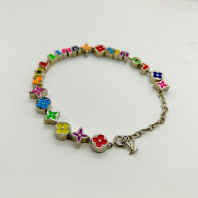 LOUIS VUITTON Monogram Party Bracelet Silver Multicolor LOUIS VUITTON Monogram Party Bracelet Silver Multicolor