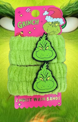 Dr. Seuss DER GRINCH  2 Wascharmbänder Waschband Handgelenkband grün NEU    