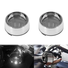 Chrome Bullet Turn Signal LIght Visor Smoke Lens Cover Fit For Harley Sportster