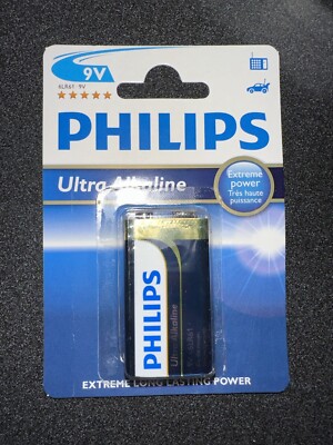 36 Philips Ultra Alkaline 9V Batteries 6LR61 9V 6LR61E1B/10 Exp 2017 Jan 1BL