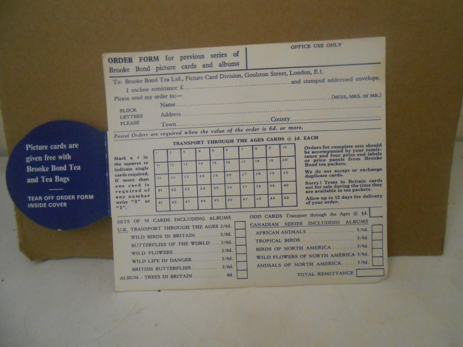 Brooke Bond Blue Bestellformular