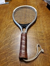 Vintage 1970s Add-In Metal Racquetball Racquet, Model 1252, Leather Wrap Grip