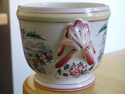 APREY CACHE POT EN FAIENCE DECOR STYLE 18 EME SIECLE - Picture 5 of 9