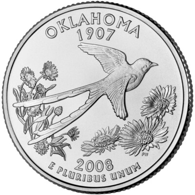 【新品未使用】2008年発行 オクラホマ州Quarter 1 バンク•ロール 2008 P Oklahoma State Quarter. Uncirculated from US Mint