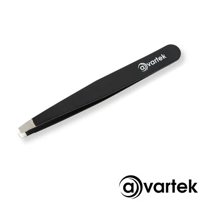 AVARTEK Professional Hair Eyebrow Steel Stainless Slanted Tweezer Plucker Remover Black