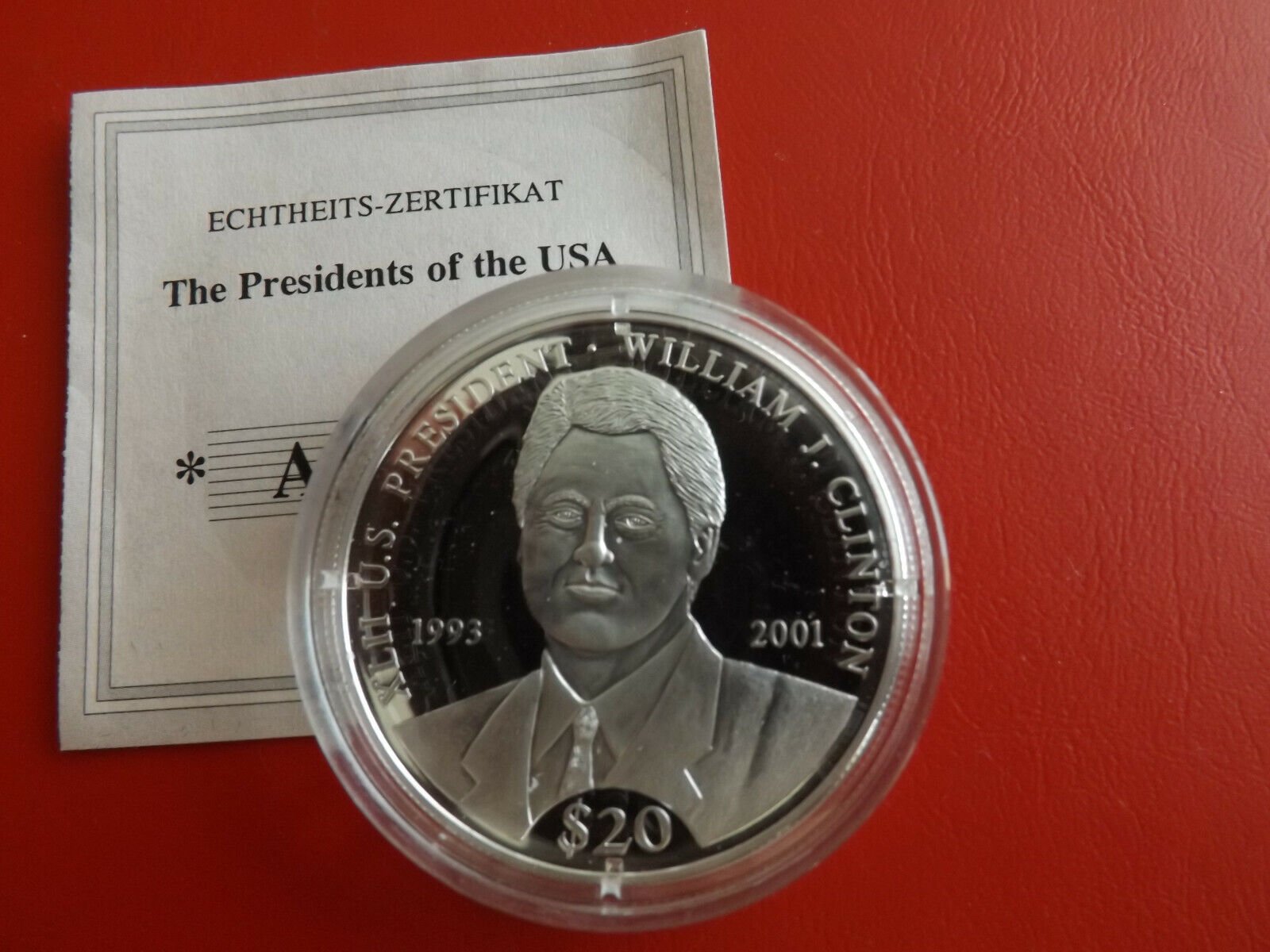 * Liberia 20 Dollars 2000 Silver Proof * William J. Clinton (Sch