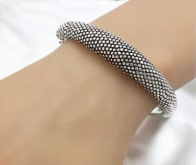 Zartes Punktmuster Armband in 925 Silber - leichter 6,5'' Armreif 1508