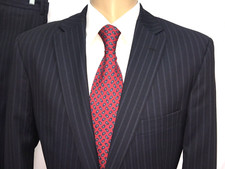 BOSS HUGO MENS SUIT 2 PIECE PINSTRIPE SIZE 40L SUPER 100'S WOOL PANTS W35 X L33