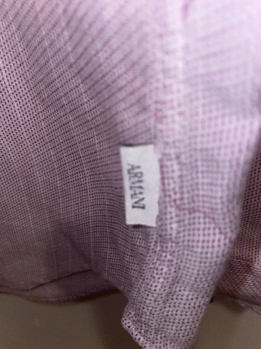 Armani Collezioi Shirt Mens sz L Purple Lilac 100% Cotton Button up Long Sleeve - Picture 3 of 7