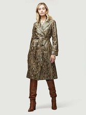 New Frame Women's Embossed Leather Belted Python Trench Coat Size M #c3942