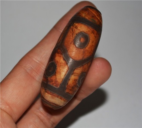 vero tibetano vecchio antico sei occhi dzi perline amuleto himalayas ciondolo talismano - Foto 3 di 5