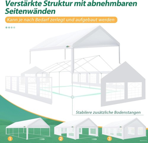 Partyzelt 3x9m - 5x10m Festzelt Pavillon Gartenzelt mit Fenstern Bierzelt weiß## - Bild 16 von 59