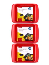 3 Pack Rapid Ramen Cooker Microwave Ramen 3 Minutes BPA Free Dishwasher Safe Red