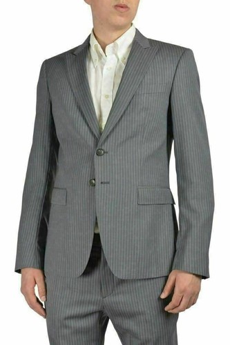 Just Cavalli Uomo Grigio 100% Lana a Righe Abito Taglia USA 38 It 48 | eBay