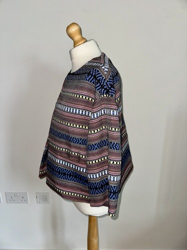 WEEKEND MAXMARA MULTICOLOURED CROPPED OVERCOAT CAPE SIZE 44 / L / 14-16 - Picture 2 of 11