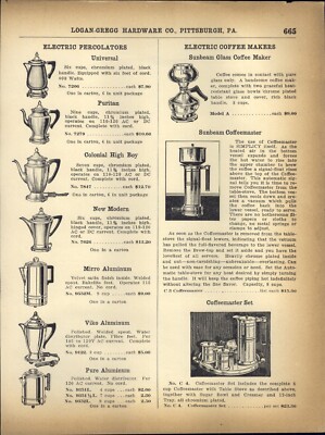 1937 PAPER AD Electric Percolator Sunbeam Coffeemaster Toastmaster Toaster Urn