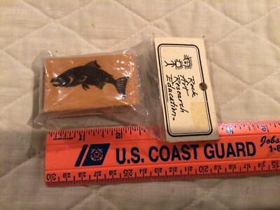 Chinook Salmon FISH Rubber Stamp Wood Mounted Rock Art Research Education