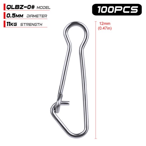 100pcs Hooked Snap Fishing Barrel Swivel Safety Snap 12mm-29mm 0#-6# Swivels - Picture 6 of 18