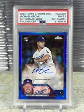 2023 Topps Chrome Update #ACMGR Michael Grove Blue Refractor Auto /150 PSA 9 RC