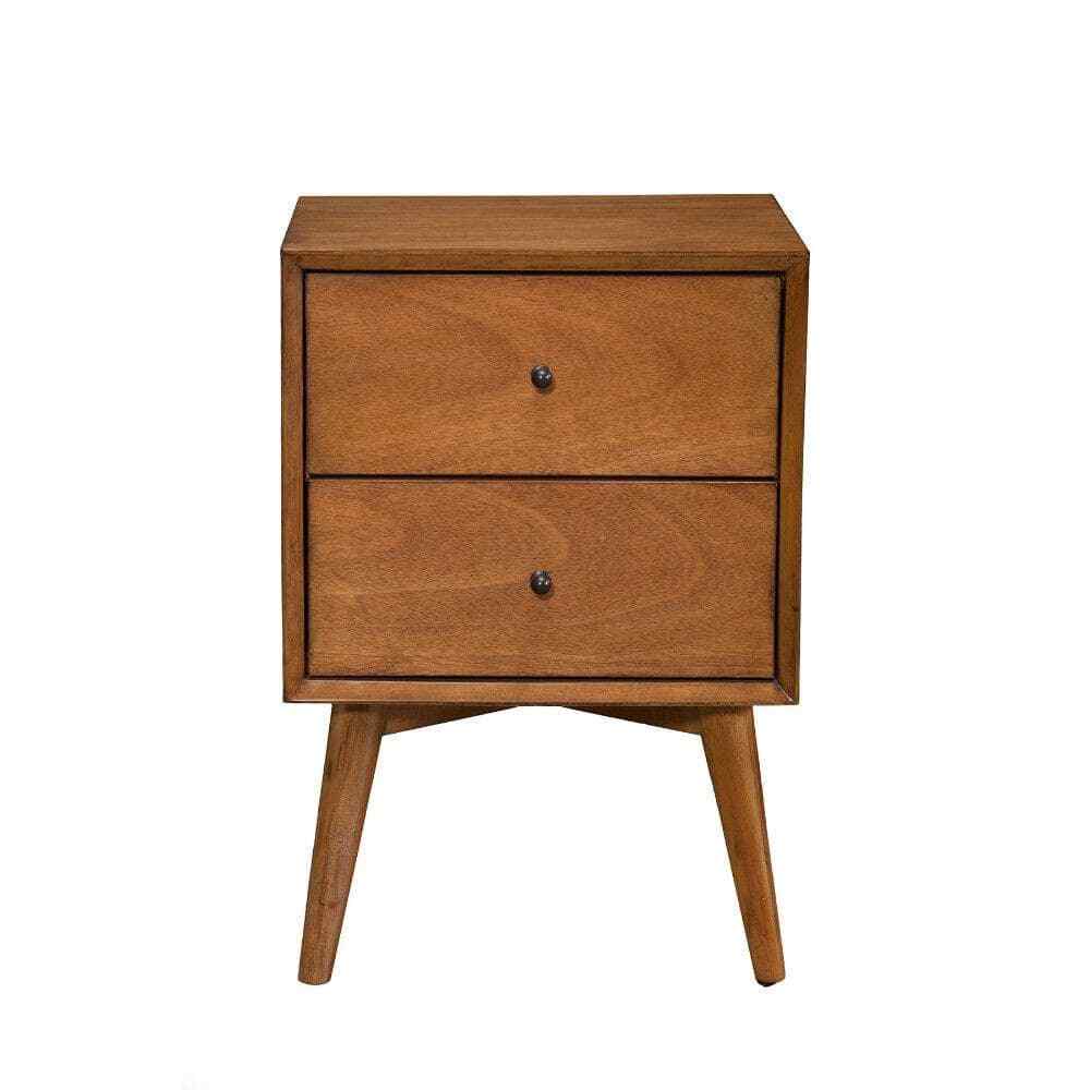 Acron Mid Century Mahogany Wood Nightstand (15"L x 18"W x 26"H) Falak