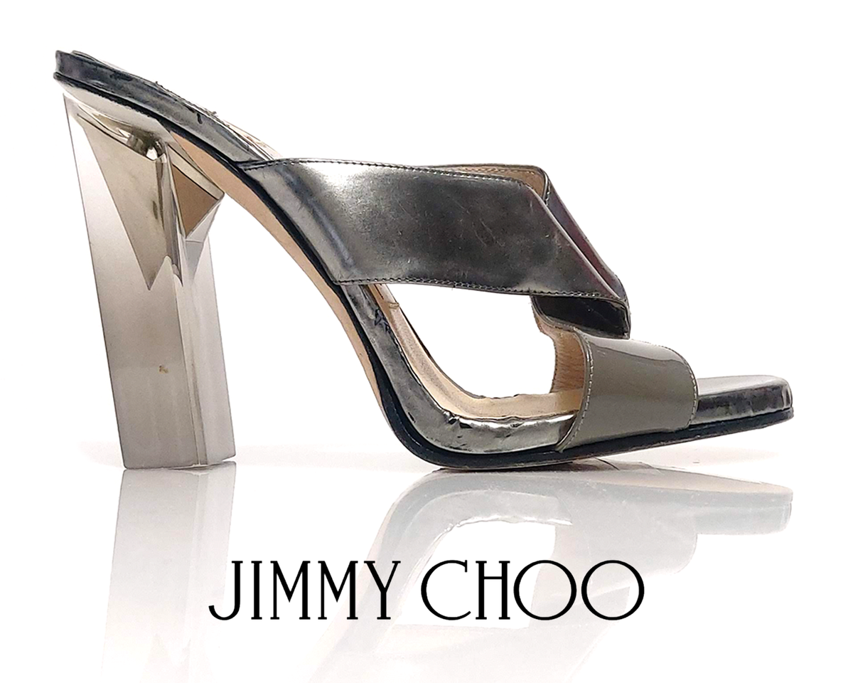 サンダル・ミュール Jimmy Choo Silver nappa leather Daisy sandals Gwyn Daisy Flat |Silver Metallic Nappa Sandal with Daisy
