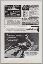 1935 Smith & Corona Vintage Typewriter Ad Woman Typing in Boat Floating Shift thumbnail