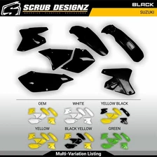 Suzuki DRZ400E Enduro 1999-2024 Black/White/Yellow/Green Plastic Body Kit