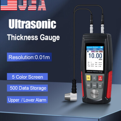Digital Ultrasonic Thickness Gauge Tester Meter 0.039 to 8.85 in For Steel Metal