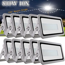 10PCS 800W Bright LED Flood Light Outdoor Garden Yard Spotlight Lamp Cool White