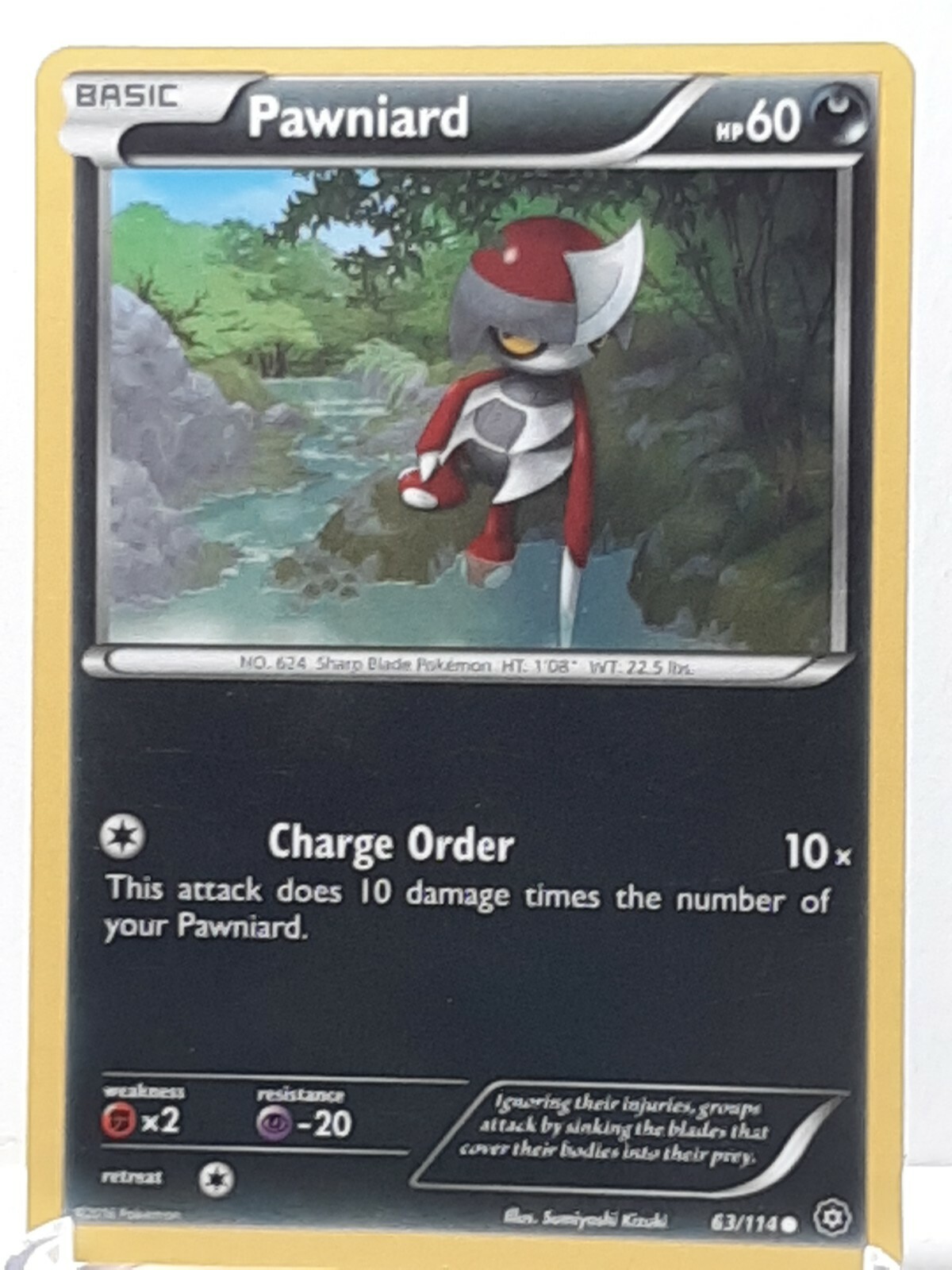 Pawniard 63/114 Pokemon Steam Siege Darkness Common LP Used See Pictures