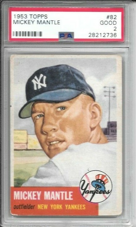 MICKEY MANTLE 1953 TOPPS PSA 2 ! *CENTERED/*JUST GRADED/*HIGH END BEAUTY~HOFER !
