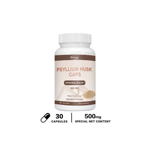 Psyllium Husk Caps 500mg - Natural Soluble Fiber Detox, Gut Health, Weight Loss - Picture 9 of 13