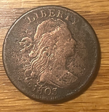 1803 draped bust large cent, VF details