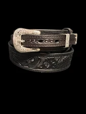 Hand Tooled Leather Ranger Belt Western Leather Casual Tooled Belts Handtooled