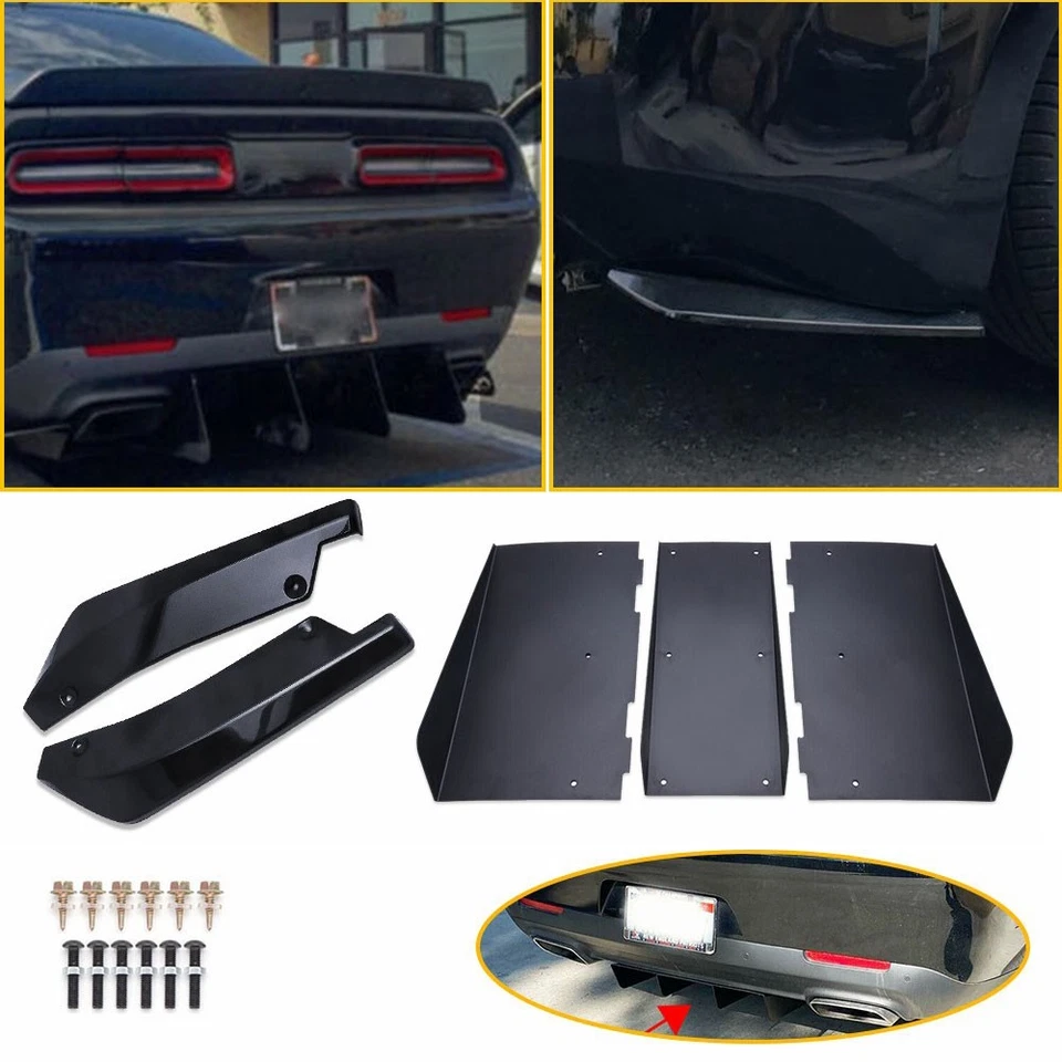 Difusor trasero + divisor de parachoques alerón barbilla labio envoltura divisores de ángulo Uni E Foto 2 de 4