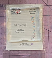NEW Apple Pie Memories 3x3 Clear Acrylic Stamping Block 1/2  Thick Fringer Grips