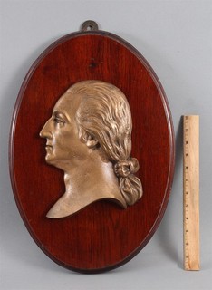 Antica scultura targa da parete in bronzo a grandezza naturale presidente degli Stati Uniti George Washington