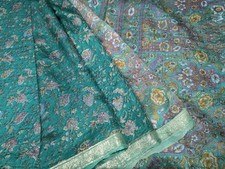 Vintage Silk Saree, 100 Pure Silk Fabric, 5 Yards Ethnic Indian Printed Sari