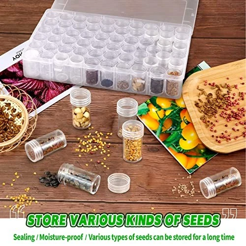 60-Slots Seed Storage Organizer Box with Label Stickers, Seed Storage - Picture 8 of 8