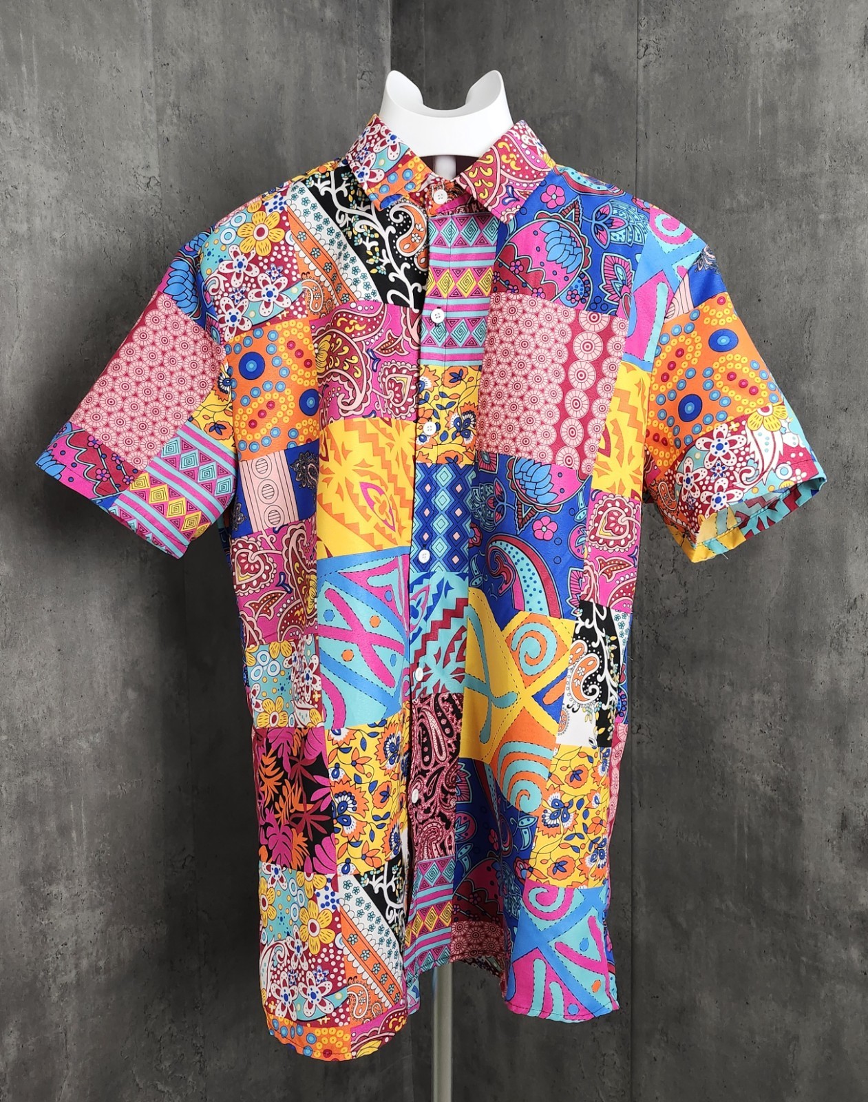 Romwe Multicolor Paisley Patchwork-Like Shirt for… - image 1