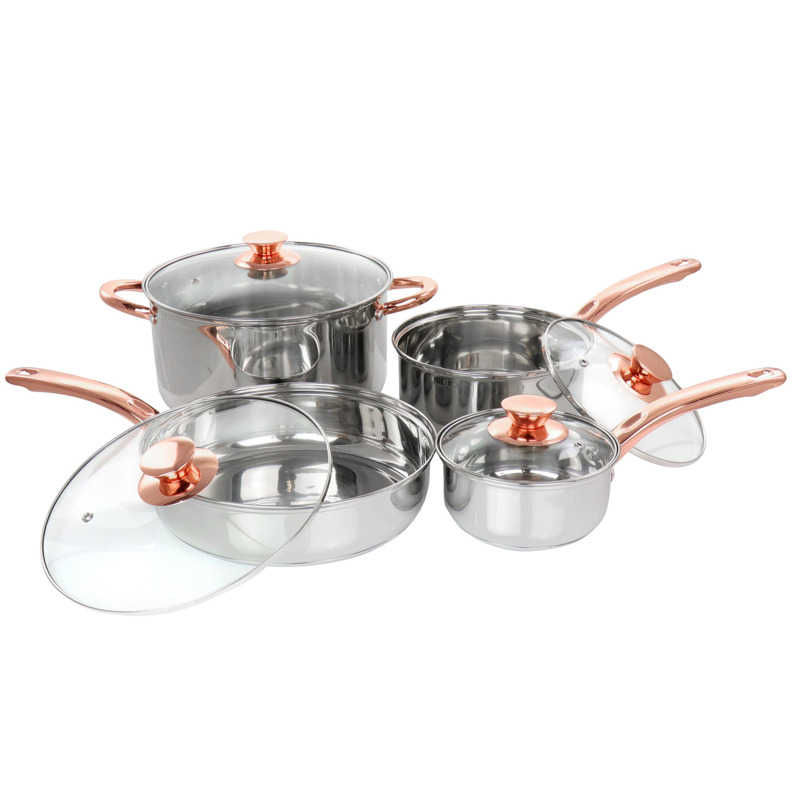 Gibson Home Ansonville 8Pc Stainless Steel Cookware Set in Copper