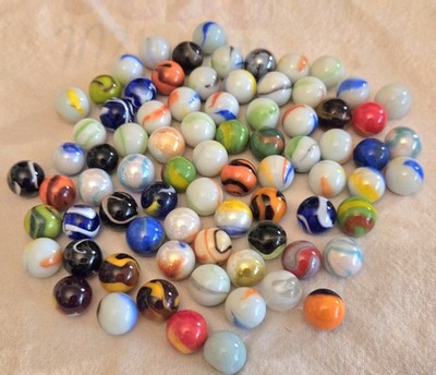 Lot of Machine Made Glass Toy Marbles Assorted Mixed Colors & Styles