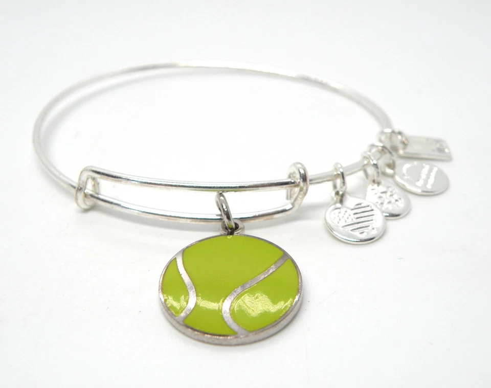 Brazalete Brazalete Brazalete con Dije en Tono Plateado para Pelota de Tenis Deportiva Firmado por Alex and Ani Foto 2 de 4