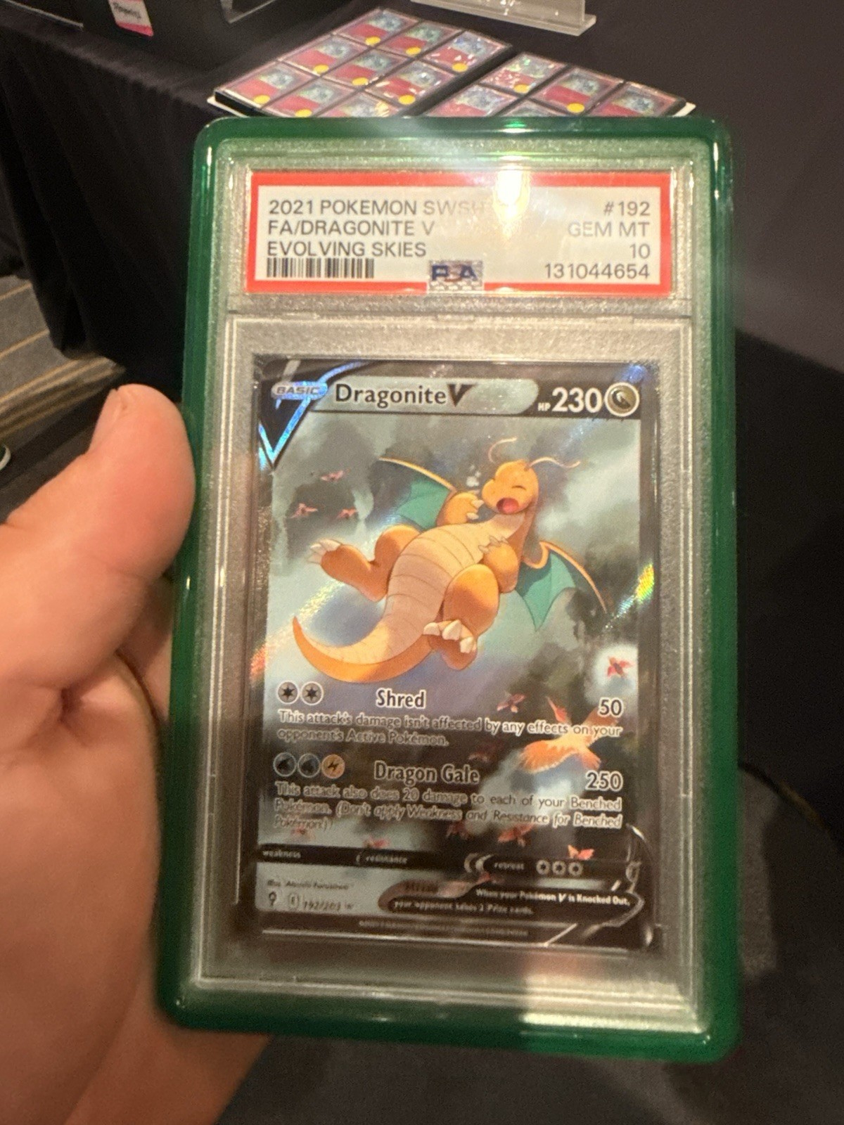 Pokémon 2021 Evolving Skies Dragonite V #192 Full Art Foil Ultra Rare PSA 10