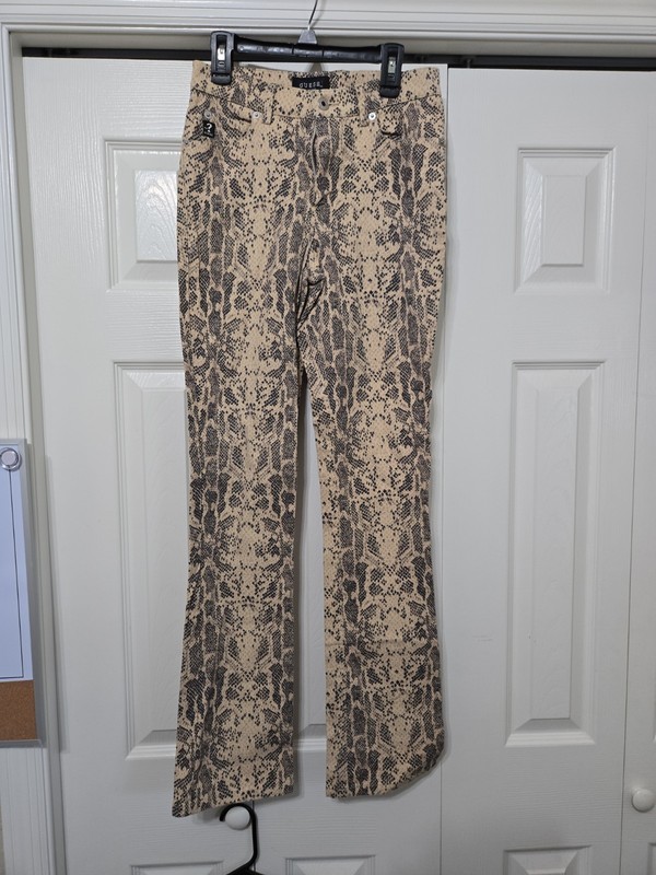 Guess Jeans Sz 27 Womens Brown Snakeskin Stretch Pants Mid Rise Skinny Ladies