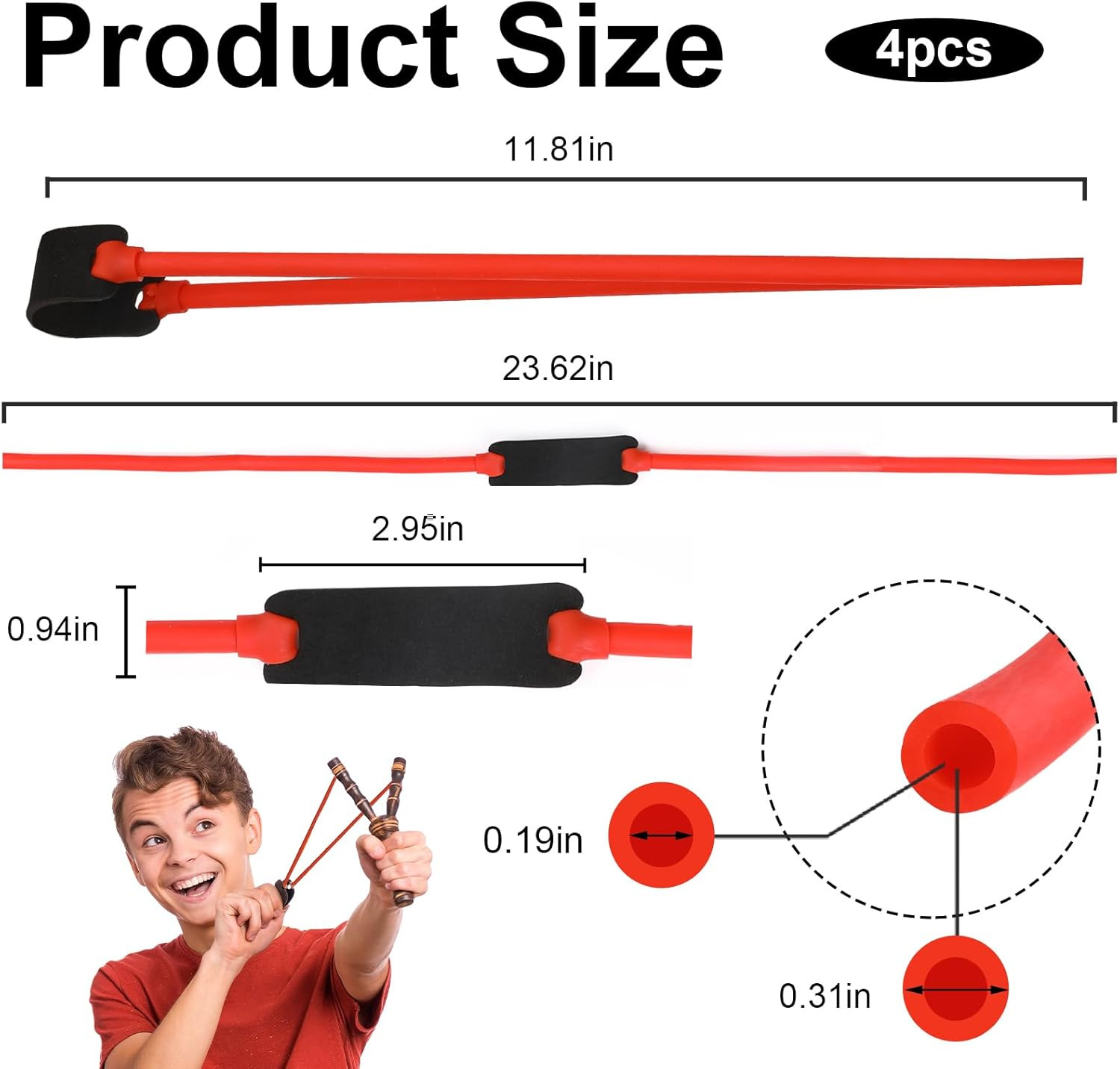 KALIONE 4 Pcs Slingshot Replacement Band Sets, Heavy Duty Pull Slingshot Replace