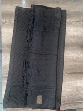 LOUIS VUITTON Black Cashmere Silk Damier LV Monogram Scarf 1200