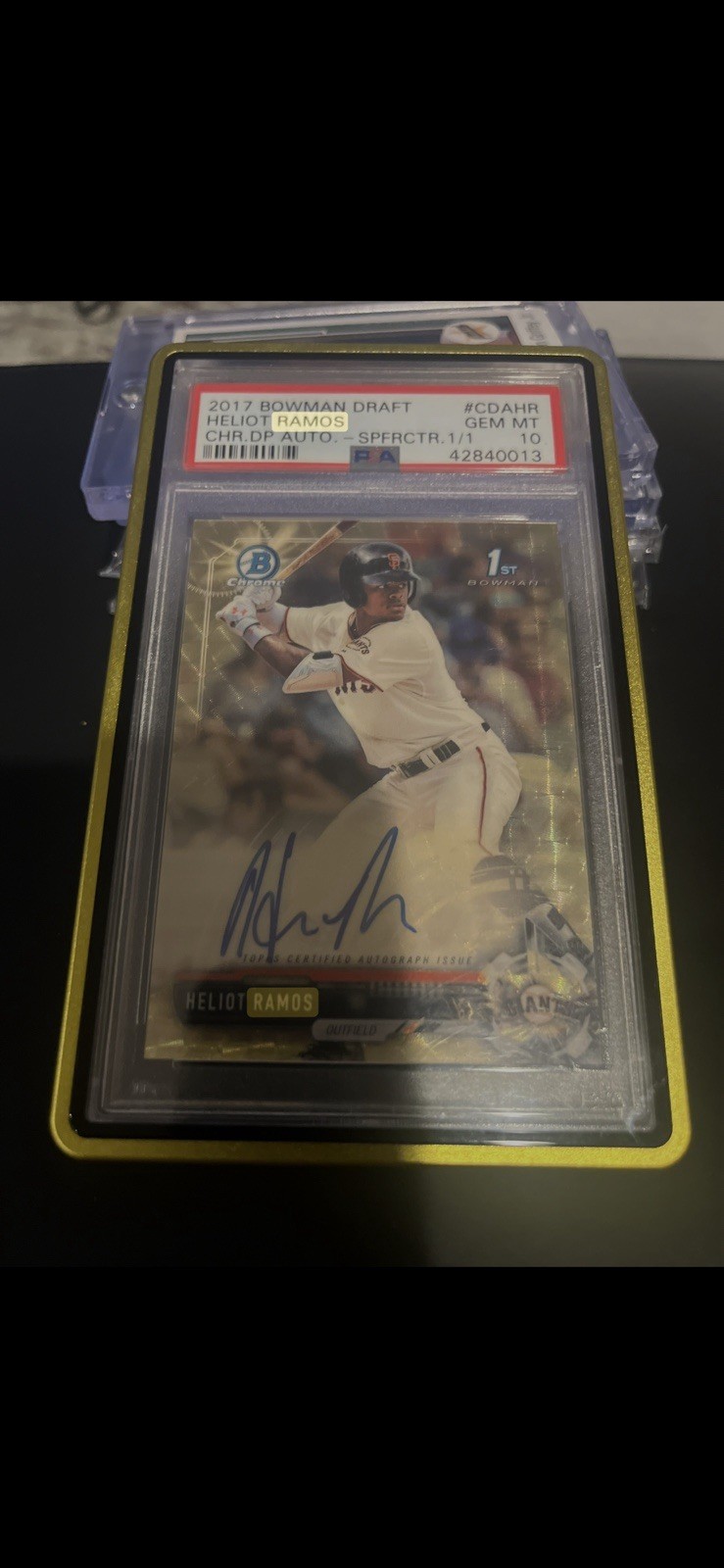 2017 Bowman BOWMAN DRAFT CHROME DRAFT PICKS AUTOGRAPHS CHR.DP AUTO-SPRFRCTR.1/1 #CDAHR Heliot Ramos front