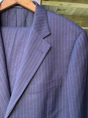 Gucci By Tom Ford Navy Pinstripe Wool 2 Piece Suit 38R 48R 32W Switzerland