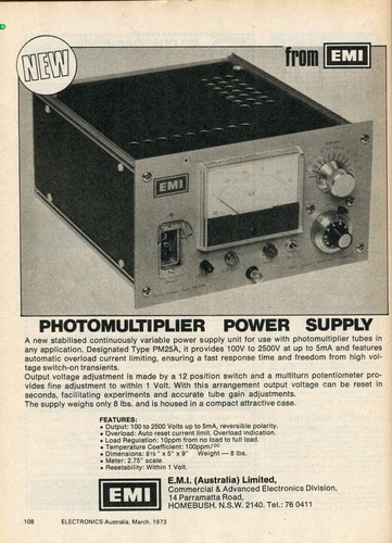High voltage variable 2.5kV 5mA photomultiplier power supply EMI PM25A - Picture 2 of 24